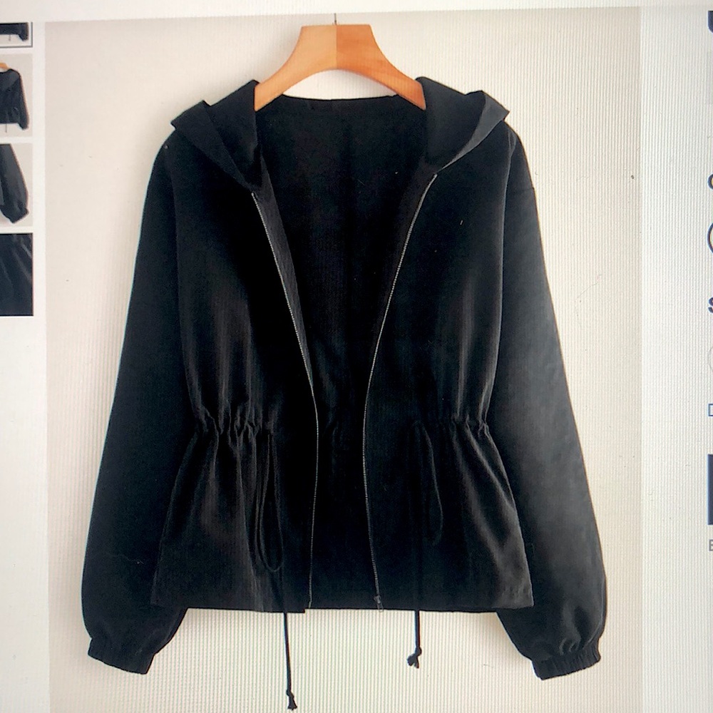 Zip up Drawstring Hooded Jacket
